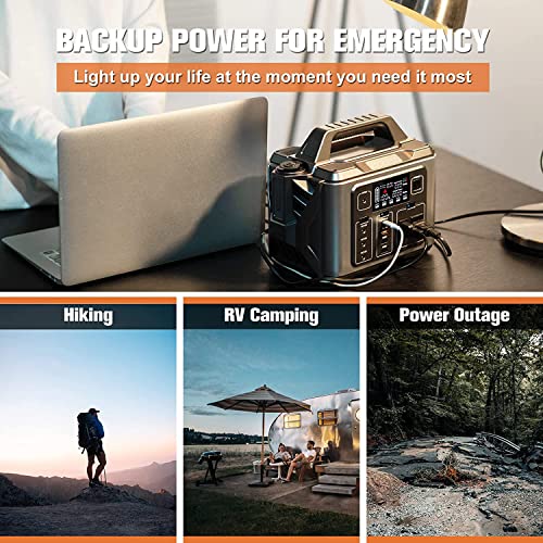 PRYMAX Portable Power Station 330W, 296Wh Backup Lithium Battery 110V/330W Pure Sine Wave AC Outlet, 10-Port Solar Generator for Outdoors Camping Travel Hunting Blackout