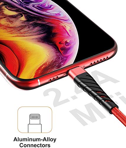 [Apple MFi Certified] iPhone Charger 6ft, Lightning Cable 6 Foot,2 Pack Long Durable Braided,6 feet Nylon Metal Connector Phone Charging Cord Compatible with iPhone X/XS Max/XR/8 Plus/7/6/5/SE, iPad