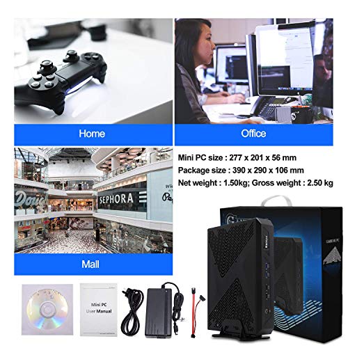 Baieyu Mini Computers Core i7-9700F, GeForce GTX 1650, 64GB RAM/512GB SSD/1TB HDD, Mini PC Windows 11 Pro, 2xHDMI/DP/DVI/WiFi 6/BT 5/LAN, Support 8K Display