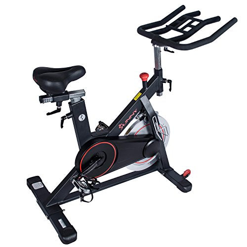 Sunny Health & Fitness Magnetic Belt Drive Indoor Cycling Bike with 44 lb Flywheel and Large Device Holder, Black, Model Number: SF-B1805