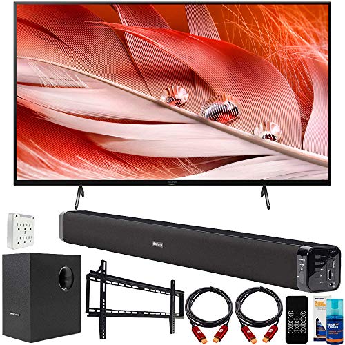 Sony XR65X90J 65-inch X90J 4K Ultra HD Full Array LED Smart TV Bundle with Deco Gear Home Theater Soundbar with Subwoofer, Wall Mount Accessory Kit, 6FT 4K HDMI 2.0 Cables and More