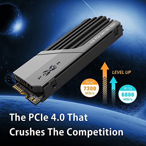 Silicon Power 4TB XS70 - Works with Playstation 5, Nvme PCIe Gen4 M.2 2280 Internal Gaming SSD R/W Up to 7,200 MB/6,800/s (SP04KGBP44XS7005)