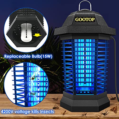 GOOTOP Mosquito Zapper Outdoor, Bug Zapper Outdoor Electric, Insect Fly Traps, Fly Zapper, Mosquito Killer for Patio Indoor