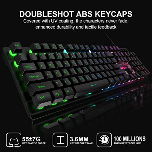 NPET K10 Gaming Keyboard and Keyboard Wrist Rest