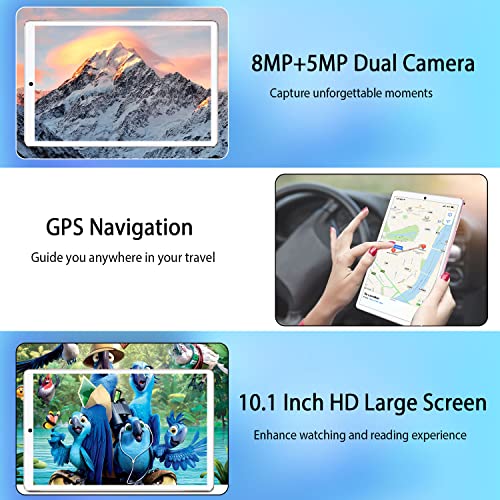 2 in 1 Tablet 10 Inch with Keyboard Mouse Stylus, 128GB Expand 64GB ROM 4GB RAM Android 10.0 Quad-Core HD IPS Screen 8MP Dual Camera GPS FM OTG Bluetooth Tablets 4G Dual SIM & WiFi (Pink)