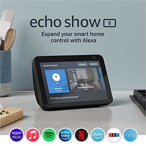 Echo Show 8 (2nd Gen, 2021 release) | HD smart display with Alexa and 13 MP camera | Charcoal