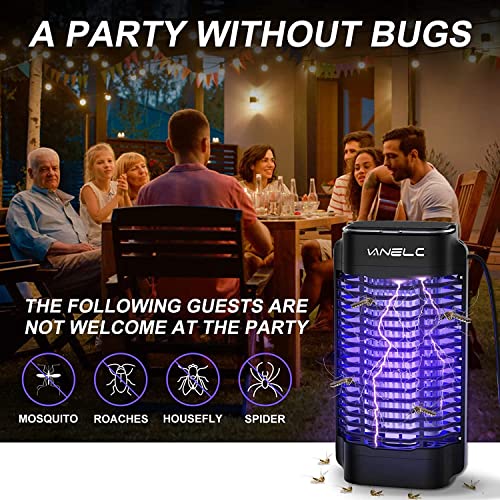 VANELC Bug Zapper Outdoor, Waterproof Electric Mosquito Killer, 4200V Mosquito Zapper Indoor Insect Fly Trap for Home Backyard Garden - 9.8 FT Length Cable