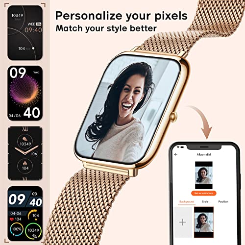 DoSmarter Fitness Tracker for Women, Heart Rate Blood Pressure Monitor Activity Tracker, Waterproof Smart Watch with Pedometer Sleep Monitor, Fitness Watch for Android and iOS Phones,Gold