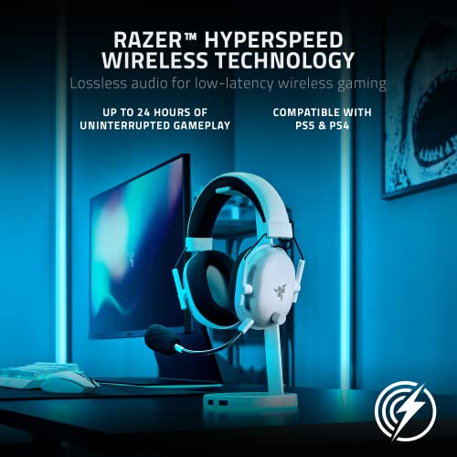 Razer BlackShark V2 Pro Wireless Gaming Headset: THX 7.1 Spatial Surround Sound - 50mm Drivers - Detachable Mic - for PC, PS5, PS4, Switch, White