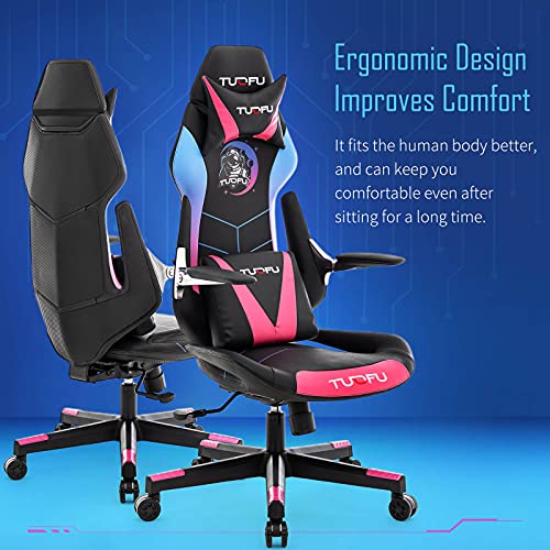 TUOFU Ergonomic Leather Gaming Chair for Adults Adjustable Reclining Office Chair with Lumbar Support Padded Headrest Armrest High Back Executive Chair Video Game Racing Chair