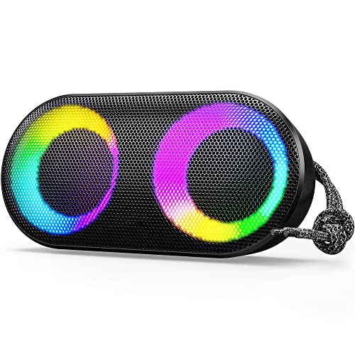 Portable Bluetooth Speakers with Lights, MIATONE Wireless Speakers with Powerful Sound & Bass, IPX7 Waterproof, Bluetooth 5.3, 24H Playtime, TWS Pairing Speaker Birthday Gifts for Women Men Girls Boys