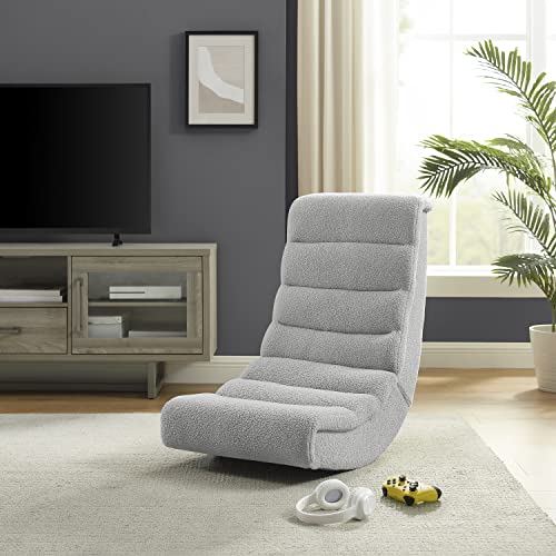 Linon Grey Sherpa Lars Gaming Rocking Chair, 8.25" Seat Height