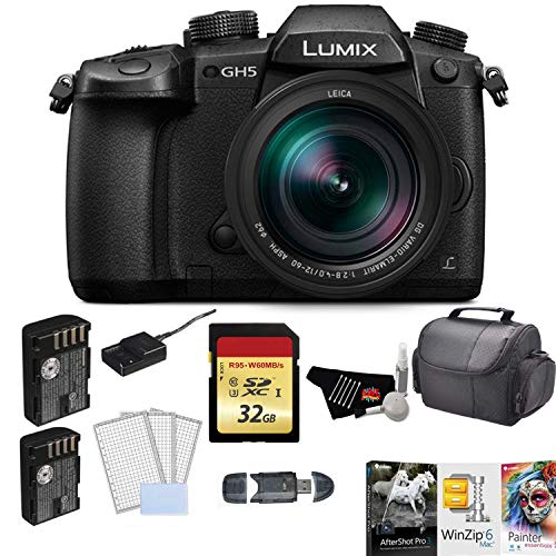 Panasonic Lumix DC-GH5 Mirrorless Micro Four Thirds Digital Camera with 12-60mm Lens Bundle with Battery + 32GB Memory Card + Corel Mac Software Kit and More