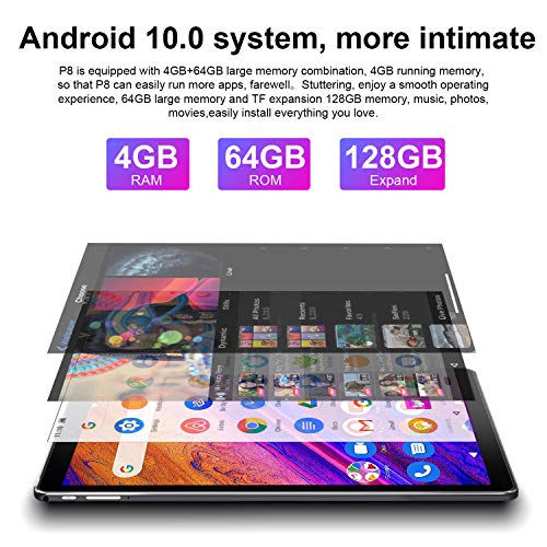 AOYODKG 2 in 1 Tablet 10.1 inch Android 10.0 Tablets, 4GB RAM 64GB ROM Tablet PC with Keyboard Mouse, 13MP Dual SIM 4G /WiFi, 8000mAh, GPS, Bluetooth, Google Certified Tablet