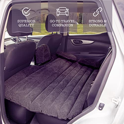 Zone Tech Inflatable Car Travel Air Mattress Back Seat – Pump Kit Premium Quality- Vacation Camping-Sleep Blow Up Pad Car Bed Back Seat Inflatable Air Mattress with 2 Air Pillows Car SUV Universal Fit