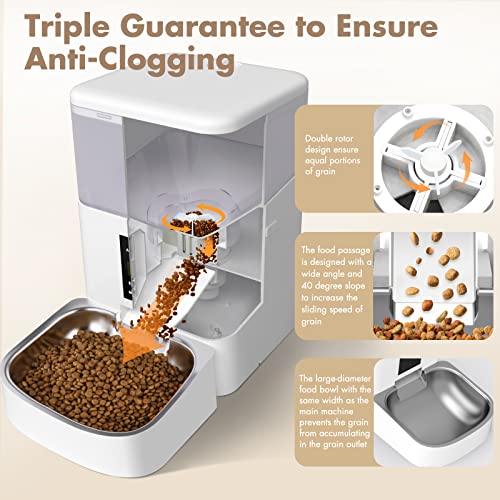 Lovegoo Automatic Cat Dog Feeder Anti-Clogging Design Timed Cat Feeder 4L Programmable Control 1-4 Meals Pet Dry Food Dispenser with Desiccant Bag, Twist Lock Lid, 10s Voice Recorder