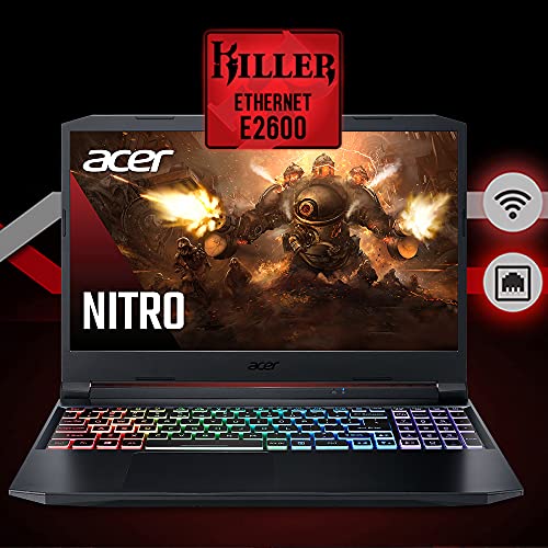 Acer Nitro 5 AN515-45-R83Z Gaming Laptop, AMD Ryzen 5 5600H Hexa-Core Processor | NVIDIA GeForce GTX 1650 | 15.6" FHD 144Hz IPS Display | 8GB DDR4 | 256GB NVMe SSD | WiFi 6 | Backlit Keyboard