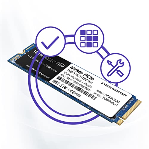 TEAMGROUP MP34 4TB with DRAM SLC Cache 3D NAND TLC NVMe 1.3 PCIe Gen3x4 M.2 2280 Internal SSD (Read/Write Speed up to 3,500/2,900 MB/s) Compatible with Laptop & PC Desktop TM8FP4004T0C101