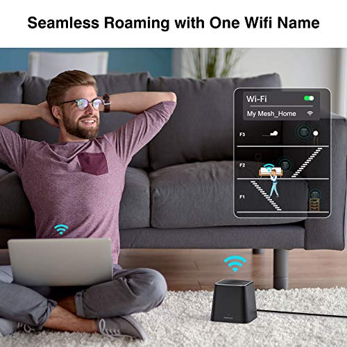 Meshforce M3s Mesh WiFi System (Midnight Black), Mesh Router for Wireless Internet Coverage, Replaces WiFi Router and Extender, Covers 6+ Bedrooms and 60+ Devices (3-Pack) (3-Pack)