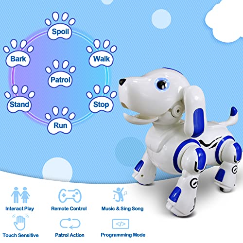 Hi-Tech Remote Control Robot Dog Toy with Voice Control for Kids 4 5 6 7 8 9, Smart Robotic Rc Aibo Interactive Puppy Doge Program Chip Music Dance Puppy Pets Gift Toys for Toddlers Boys Girls.