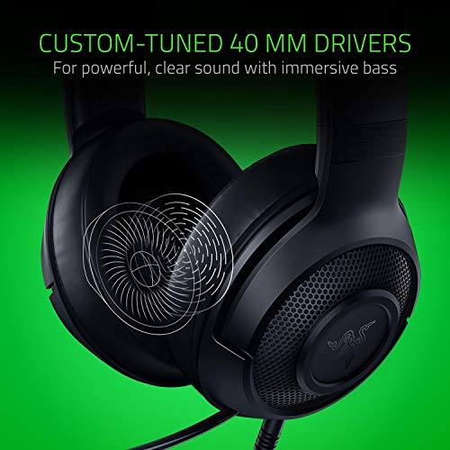 Razer Kraken X Ultralight Gaming Headset: 7.1 Surround Sound - Lightweight Aluminum Frame - Bendable Cardioid Microphone - for PC, PS4, PS5, Switch, Xbox One, Xbox Series X|S, Mobile - Black