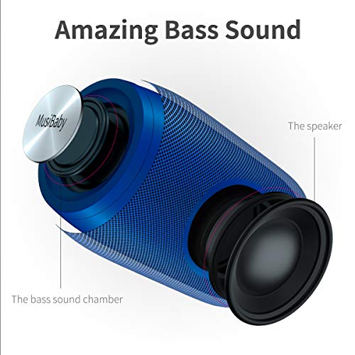 Bluetooth Speaker,MusiBaby Speakers,Outdoor, Portable,Waterproof,Wireless Speakers,Dual Pairing, Bluetooth 5.0,Loud Stereo,Booming Bass,1500 Mins Playtime for Home,Party（M68） (Blue)