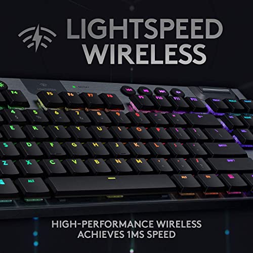 Logitech G915 TKL Tenkeyless Lightspeed Wireless RGB Mechanical Gaming Keyboard, Low Profile Switch Options, LIGHTSYNC RGB, Advanced Wireless and Bluetooth Support - Tactile (Renewed)