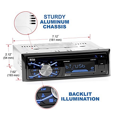 BOSS Audio Systems 508UAB Car Audio Stereo System - Single Din, Bluetooth Audio and Calling Head Unit, Aux-in, USB, Mechless, Built-in Microphone, CD Player, AM/FM Radio Receiver, Hook Up To Amplifier