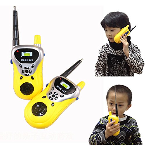 3 Way Walkie Talkies Rechargeable 2Pcs Mini Walkie Talkie Kids Electronic Toys Portable Two-Way Radio Set Walkie Talkie Kids (Yellow, One Size)