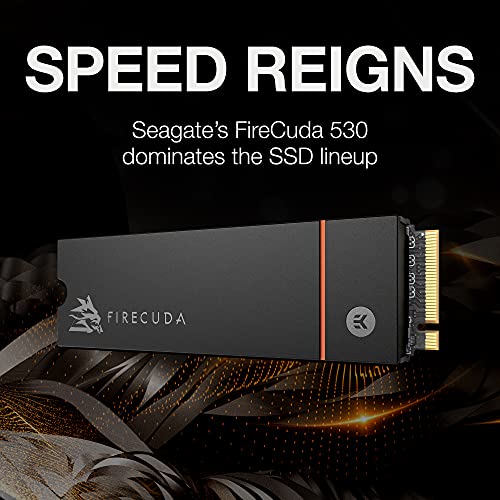 Seagate FireCuda 530 4TB Internal Solid State Drive - M.2 PCIe Gen4 ×4 NVMe 1.4, PS5 Internal SSD, speeds up to 7300MB/s, 3D TLC NAND, 5100 TBW, 1.8M MTBF, Heatsink, Rescue Services (ZP4000GM3A023)