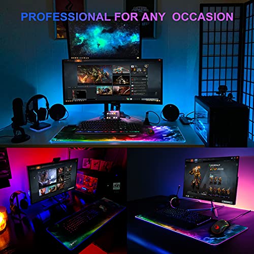 NPET MP02-05 Gaming Mouse Pad, Cloth Mouse Pad, Anti-Slip Base, RGB Backlit, Stitched Edges, Water-Resistant, Optimized for Gaming Sensors, XL