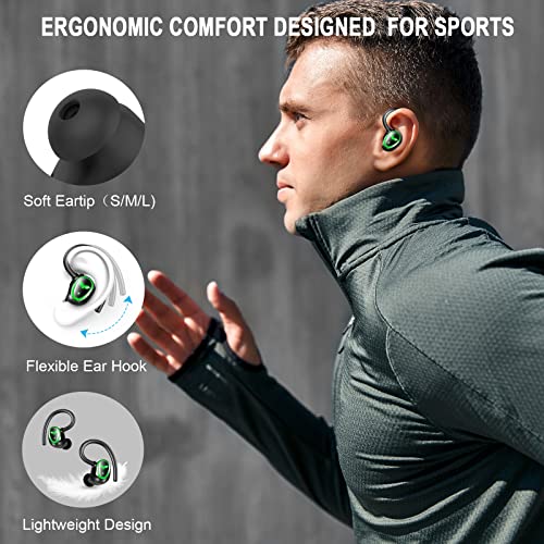 Wireless Earbud, Bluetooth 5.3 Headphones Sport Wireless Earphones in Ear Noise Cancelling Earbud with Dual Mic, Over Earhooks Ear Buds IP7 Waterproof 48H Deep Bass Headset for Running Gym USB-C[2022]