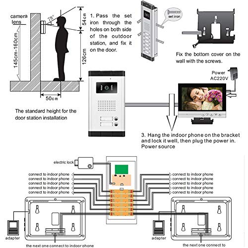 2 Units Apartment Wired Video Intercom System,Video Door Phone System with 9 inches Monitor, Video Doorbell Kit Camera, Support Monitoring, Unlock, Dual Way Intercom,for Home Security