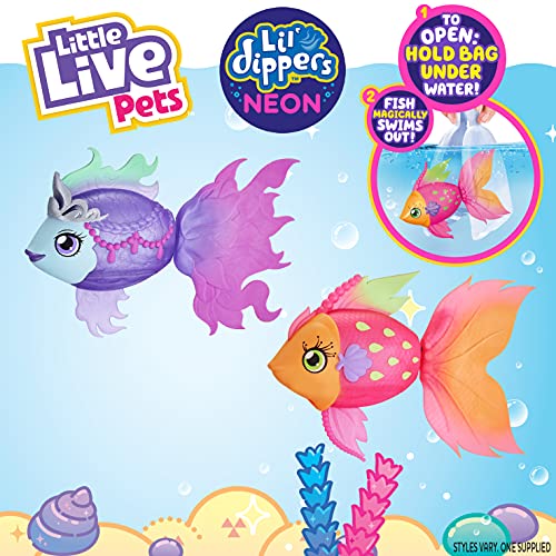 Little Live Pets 26282 Lil' Dippers S3 NEON Single Pack Fish-Styles Vary, Interactive, Animated Electronic Toy, Lifelike Swimming Movement, As seen on TV