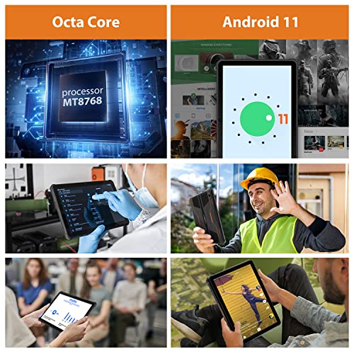 Tablet 10.1 Inch FHD+ (1920x1200), OUKITEL RT1 Android 11 Rugged Tablets 10000mAh Battery, Octa-Core 4GB RAM 64GB ROM, SD-128GB, 4G LTE Dual SIM+5G WiFi, IP68/IP69K Waterproof Tablet, GPS, OTG,Orange