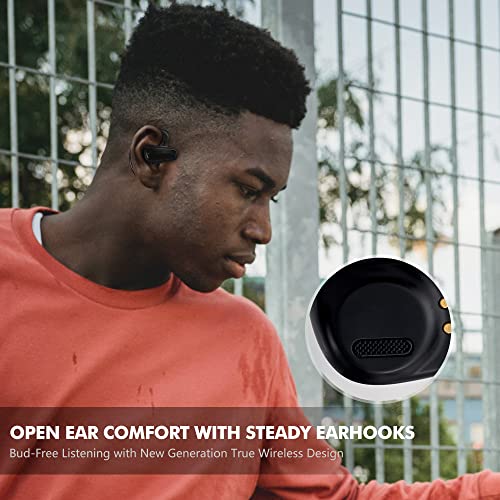 The Next Generation Open Ear Headphones, ACREO OpenBuds【2022 Launched】, True Wireless Earbuds with Earhooks, Bluetooth Workout Headphones, 18 Hours Playtime with Case, IPX7 Waterproof, Black