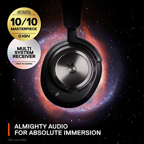 SteelSeries Arctis Nova Pro Wireless Multi-System Gaming Headset - Premium Hi-Fi Drivers - Active Noise Cancellation - Infinity Power System - ClearCast Gen 2 Mic - PC, PS5, PS4, Switch, Mobile