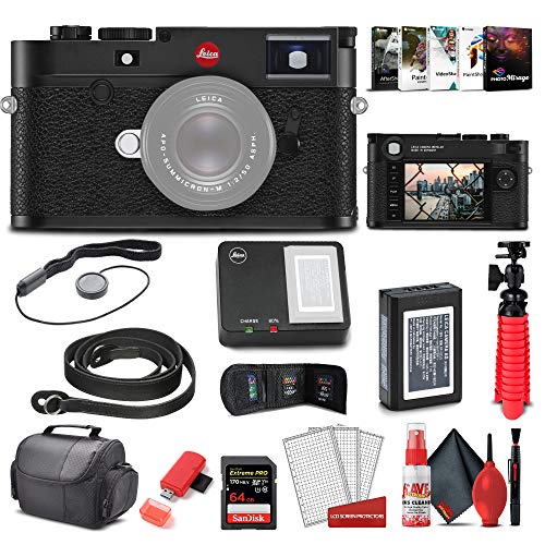 Leica M10 - R Digital Rangefinder Camera (Black Chrome) (20002) + 64GB Extreme Pro Card + Corel Photo Software + Card Reader + Case + Cleaning Set + Flex Tripod + Cap Keeper - Starter Bundle