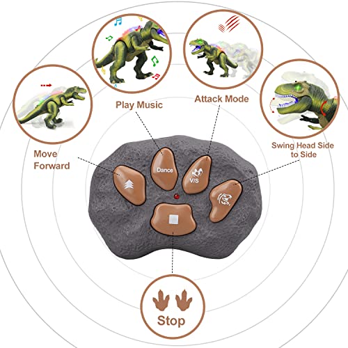 STEAM Life Remote Control Dinosaur Toys for Kids 3 4 5 6 7+ Light Up & Realistic Roaring Sound - T rex Dinosaur Toys - Electronic Walking Dinosaur Toys - Dinosaur Robot Toy for Kids Boys Girls (Green)