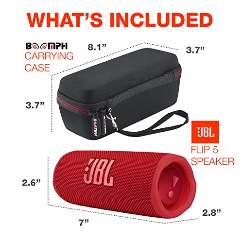 JBL FLIP 6 Portable Wireless Bluetooth Speaker IP67 Waterproof On-The-Go Bundle with Authentic Boomph Hardshell Protective Case - Red