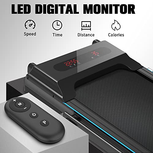 REDLIRO Under Desk Treadmill, 2 in 1 Motorized Portable Foldable Treadmill Compact Fold Up Walking Pad, Sturdy Folding Treadmill for Small Space with Remote Control LED Display for Home & Office Use