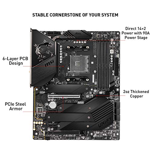 MSI MEG B550 Unify Gaming Motherboard (AMD AM4, DDR4, PCIe 4.0, SATA 6Gb/s, Dual M.2, USB 3.2 Gen 2, HDMI, Wi-Fi 6 AX, ATX, AMD Ryzen 5000 Series Processors)