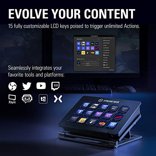 Elgato Stream Deck - Live Content Creation Controller with 15 Customizable LCD Keys, Adjustable Stand, for Windows 10 and macOS 10.13 or Late (10GAA9901)