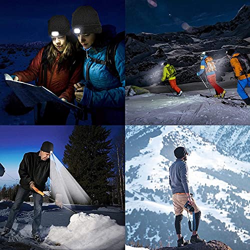 Bosttor LED Beanie Hat with Light, Rechargeable Headlamp Cap, Unisex Winter Warm Knitted Hats, Headlight Flashlight for Running Hiking Camping,Tech Gifts for Men Women Handyman Teens, Grey