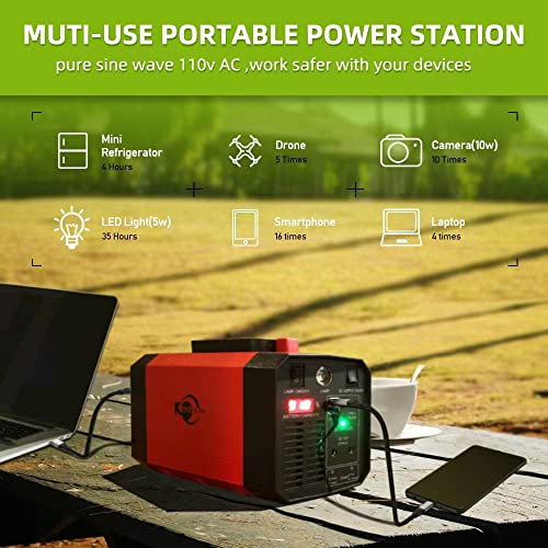 300W Portable Power Station, 200Wh Solar Generator (Solar Panel Not Included) with 3 Pure Sine Wave AC Outlet, USB QC3.0, LED light for CPAP Home Camping Emergency Backup