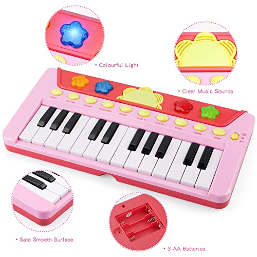 BAOLI 24 Keys Piano Keyboard for Kids, Multifunctional Portable Electronic Piano Educational Musical Instrument Toys, Birthday Gifts for Beginner Children Toddler Boys Girls Age 3-5