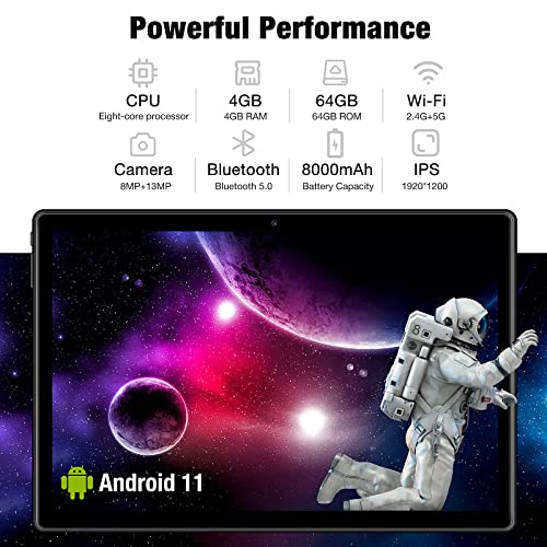 ATMPC 10.1” Display Tablet PC FHD 1920X1200 Pixels. 4GB RAM 64GB ROM 128GB Expandable 13MP/8PM Dual Camera. WiFi Bluetooth Long-Lasting Battery,Kids Content