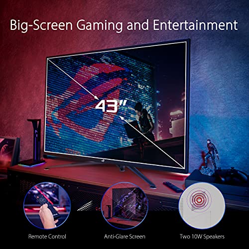 ASUS ROG Strix 43” 4K HDR DSC Gaming Monitor (XG43UQ) - UHD (3840 x 2160), 144Hz, 1ms, HDMI 2.1, Extreme Low Motion Blur Sync, FreeSync™ Premium Pro, DisplayHDR1000, DCI-P3 90%, DisplayPort, USB