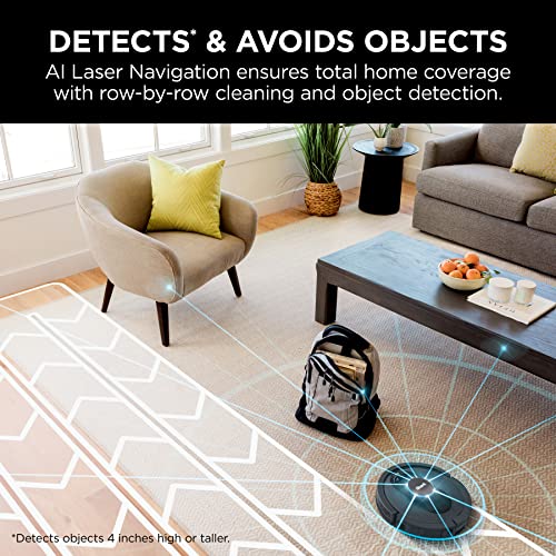 Shark AV2501S AI Robot Vacuum with HEPA Self-Empty Base, Bagless, 30-Day Capacity, LIDAR Navigation, Perfect for Pet Hair, Compatible with Alexa, Wi-Fi Connected, Black