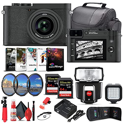 Leica Q2 Monochrom Digital Camera (19055) + SF40 Flash + 2 x 64GB Memory Card + Corel Photo Software + Card Reader + Filter Kit + LED Light + Case + Deluxe Cleaning Set + Flex Tripod + More